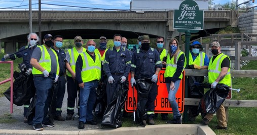 Covanta employees during clean-up event