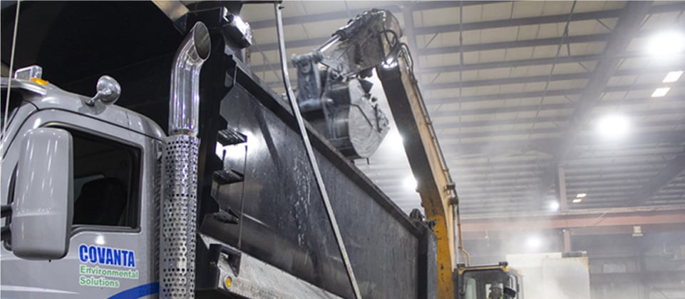 Covanta Environmental Solutions dump truck at Indianapolis Material Processing Facility