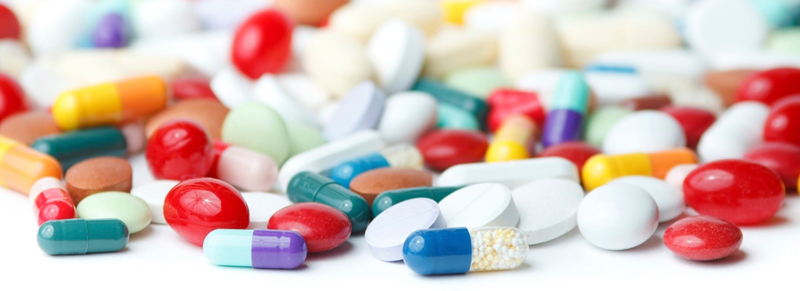 Colorful pile of pharmaceutical pills 
